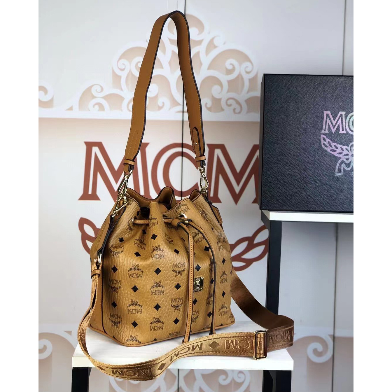 Mcm drawstring backpack best sale